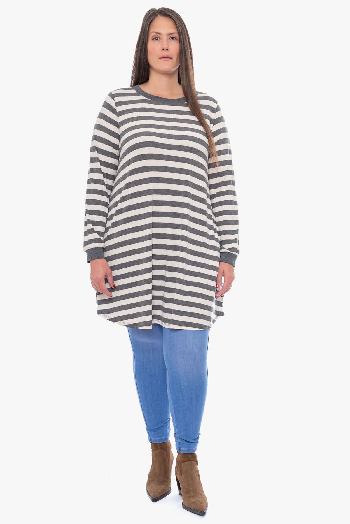 טוניקת פסים BOBBY פחם